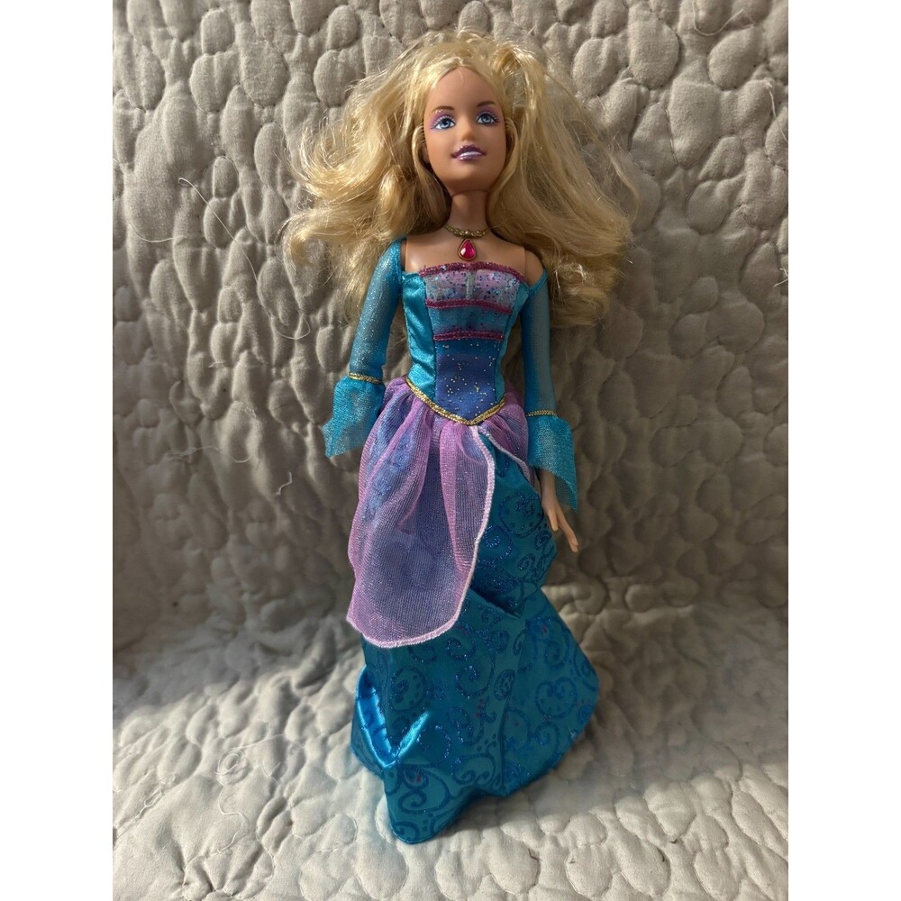 Mattel Barbie Island Princess Rosella Blonde Doll Blue Purple Gown AS IS